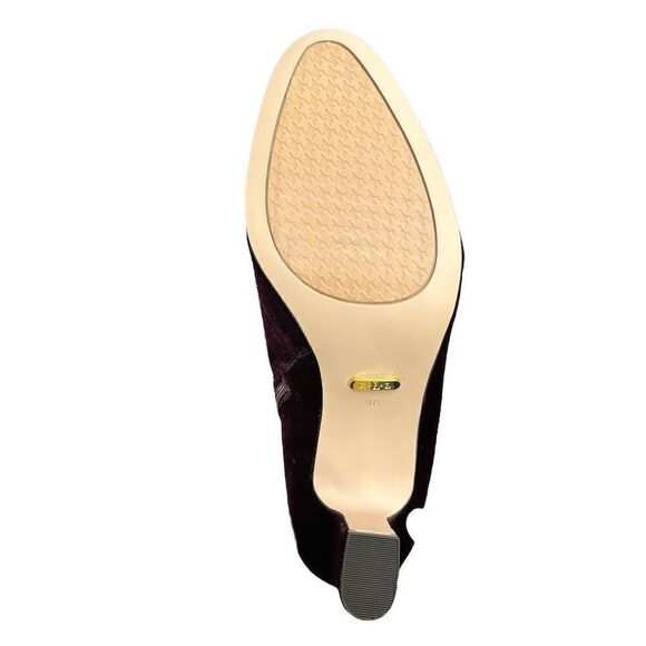 Lauren Ralph Lauren Bridgett Velvet Booties‎ Burgundy Block Heel Women's Size 9B - Picture 6 of 7